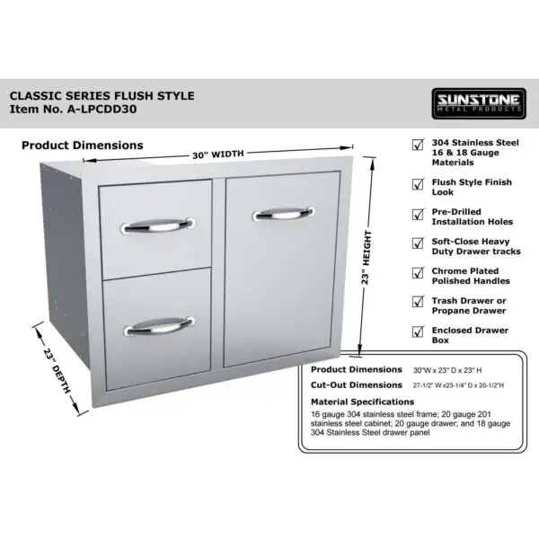 Sunstone Double Drawer Trash Combo 30" - Image 2