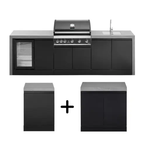 GrandPro 426 L-SHAPE Maxim G5 Outdoor Kitchen with Fridge + Sink  Waterfall Edition