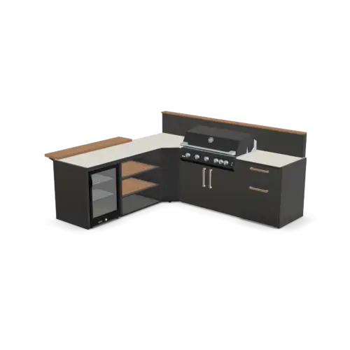 Brabura fusion 400 Matte Black Outdoor Kitchen with Fridge