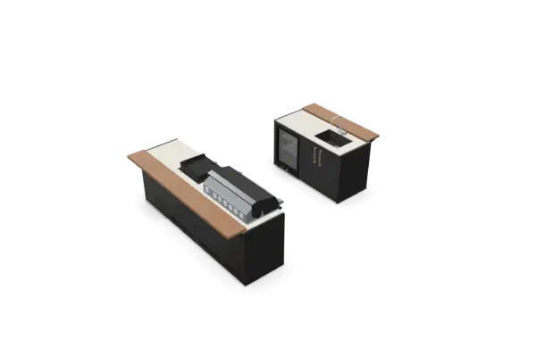 Brabura Fusion 400 Matte Black with Island Fridge and Sink - Image 2