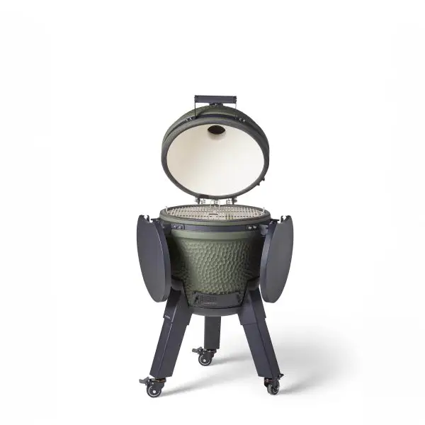 Moddern Kamado Olive Green Aluminum base,Black legs with wheels and side-shelves - Image 7
