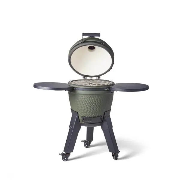 Moddern Kamado Olive Green Aluminum base,Black legs with wheels and side-shelves - Image 6