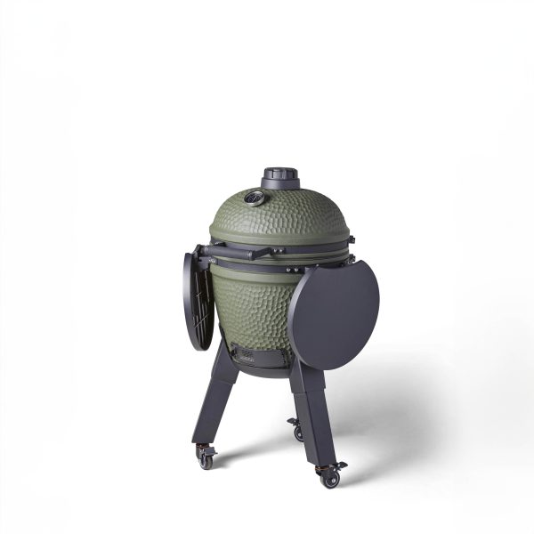 Moddern Kamado Olive Green Aluminum base,Black legs with wheels and side-shelves - Image 4