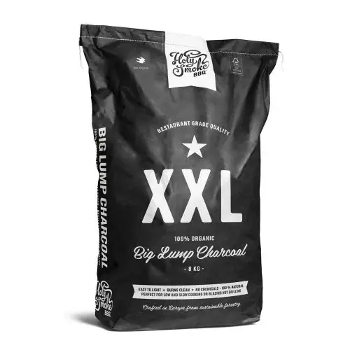 HOLY SMOKE BBQ - XXL GRADE EUROPEAN HARDWOOD LUMP CHARCOAL, 8 KG